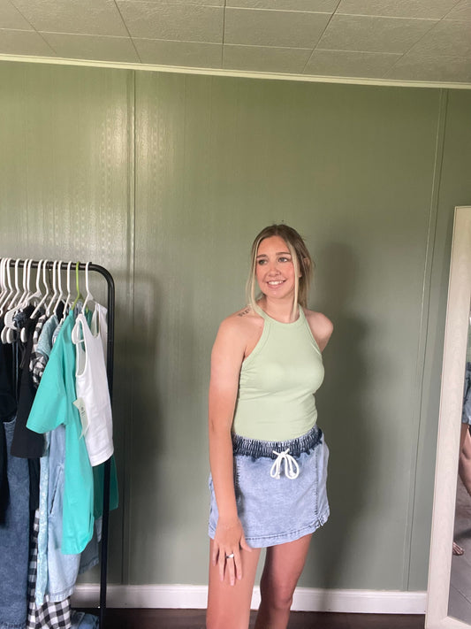 Grecian Neck Tank With Chest Pads