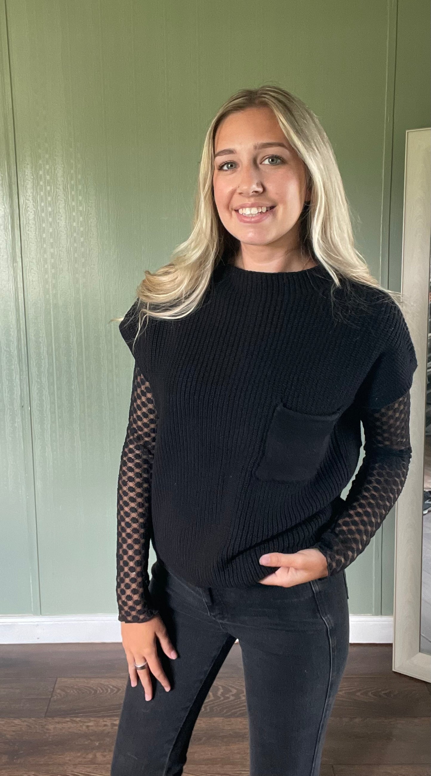 Zenana Mock Neck Short Sleeve Sweater