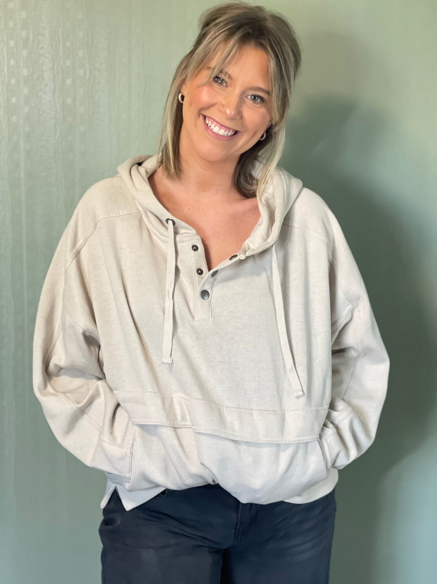 MONO B Drift Burnout Fleece Snap Hoodie