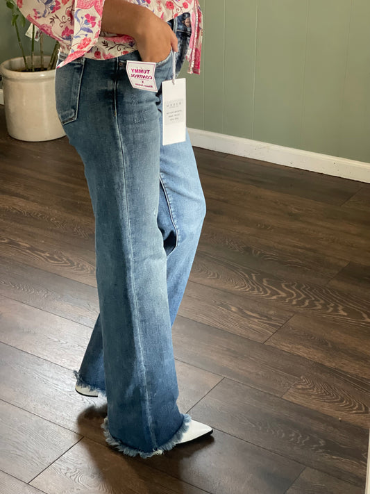 RISEN Full Size Tummy Control High Rise Long Straight Jeans Plus Size