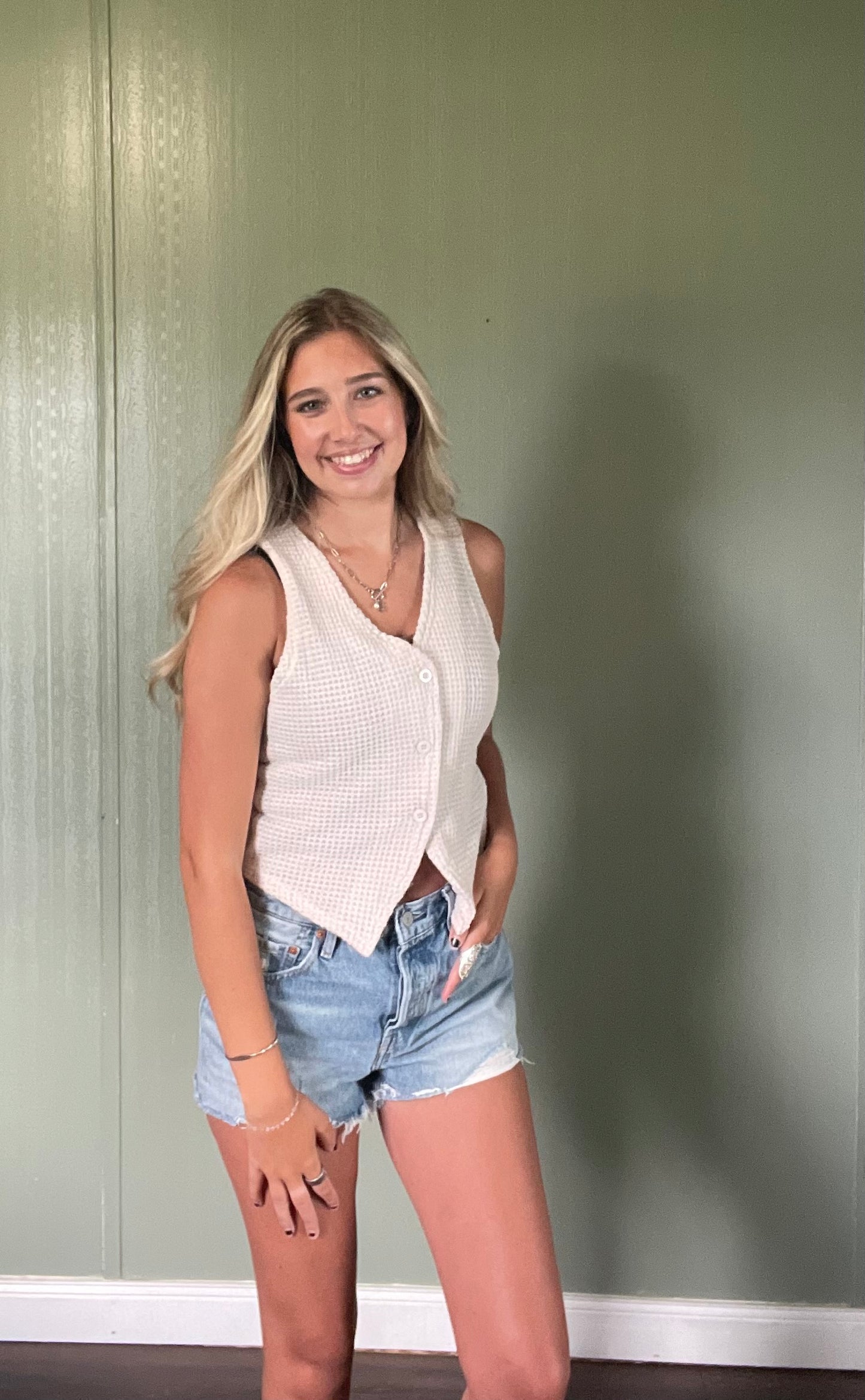 Button Up V-Neck Vest