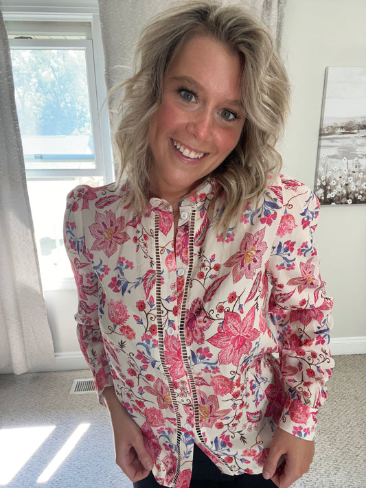 Floral Print Button Up Shirt