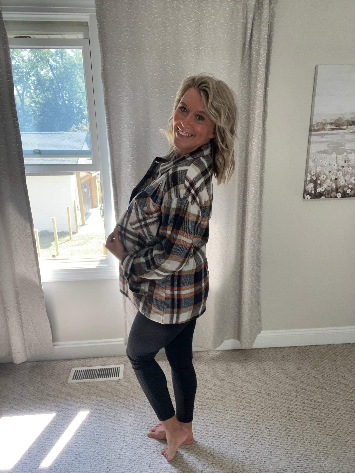 Double Take Plaid Button Front Shirt Jacket with Breast Pockets