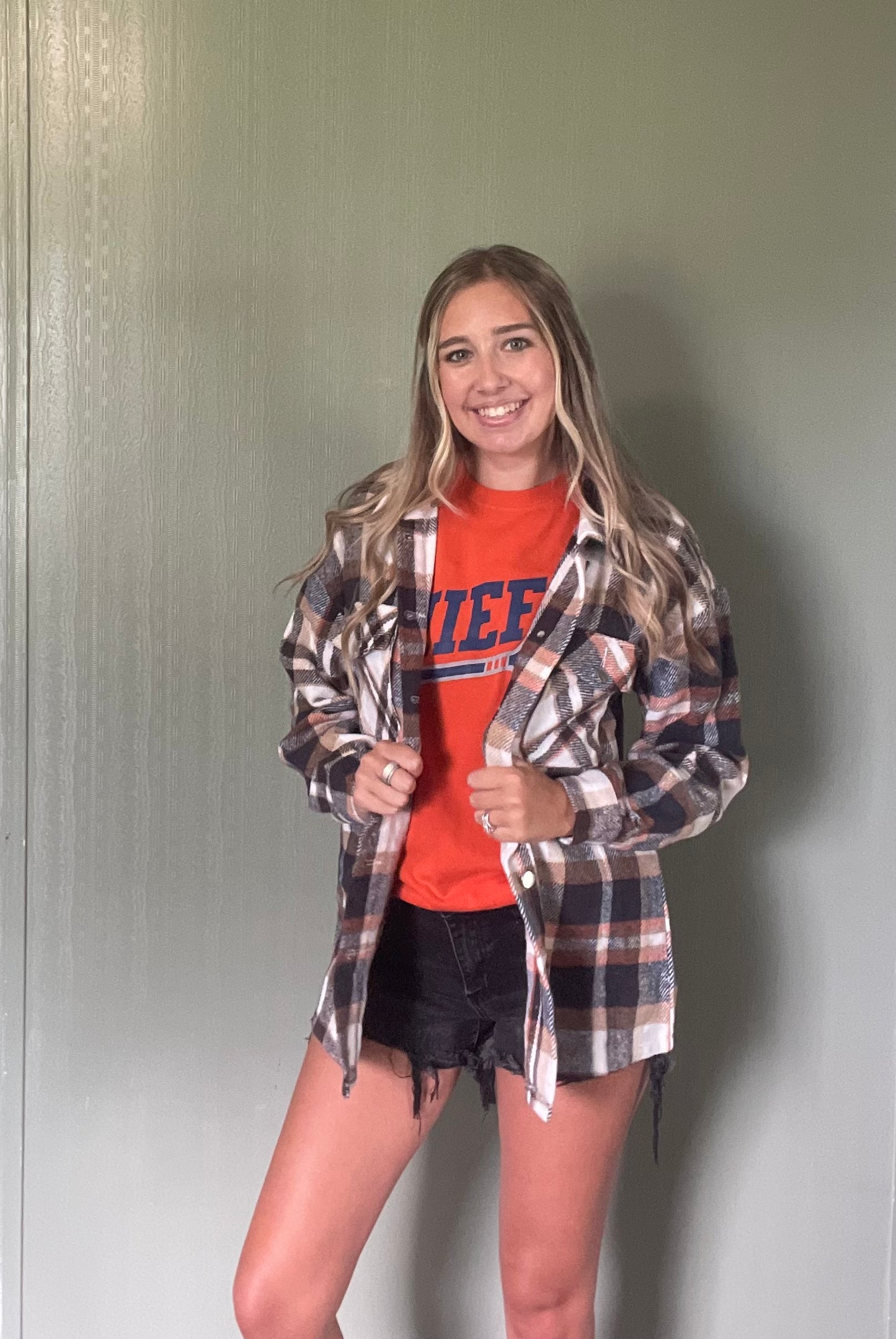 Double Take Plaid Button Front Shirt Jacket with Breast Pockets