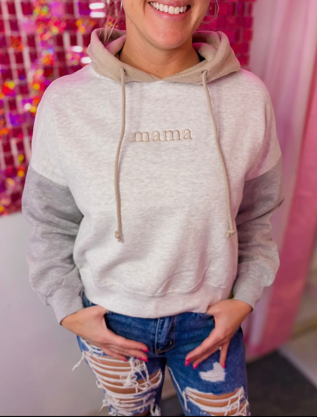 PRE-ORDER Mama Colorblock Hoodie | Cropped Hoodie