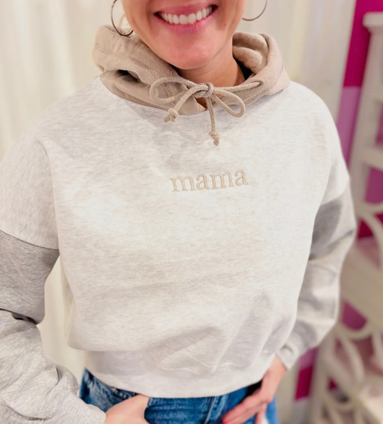 PRE-ORDER Mama Colorblock Hoodie | Cropped Hoodie