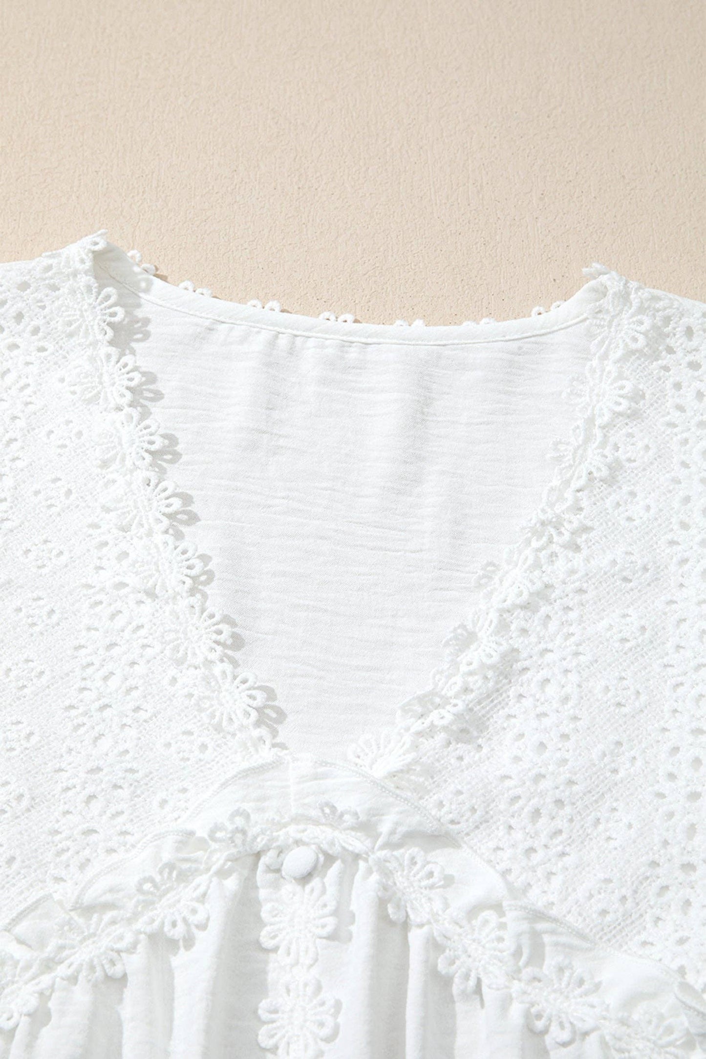 PRETTY BASH Solid Floral Guipure Lace Frilled Blouse