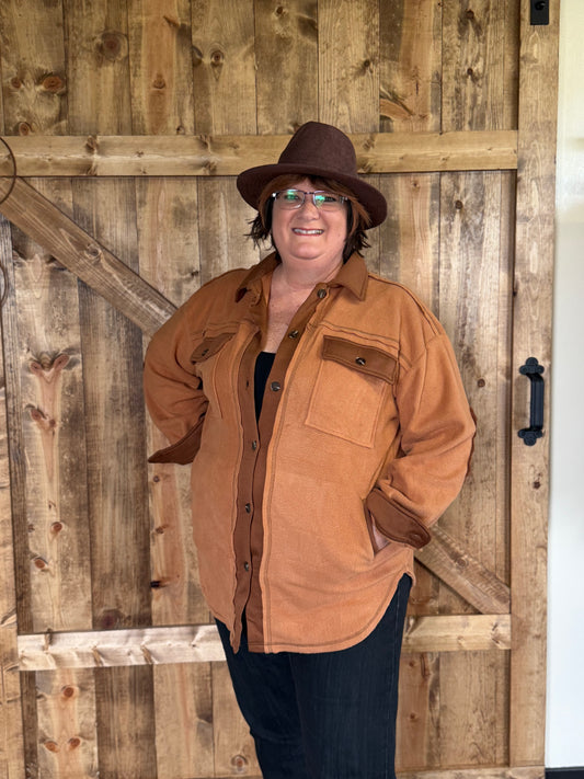 Soft Brushed Button Down Long Sleeve Fleece Shacket