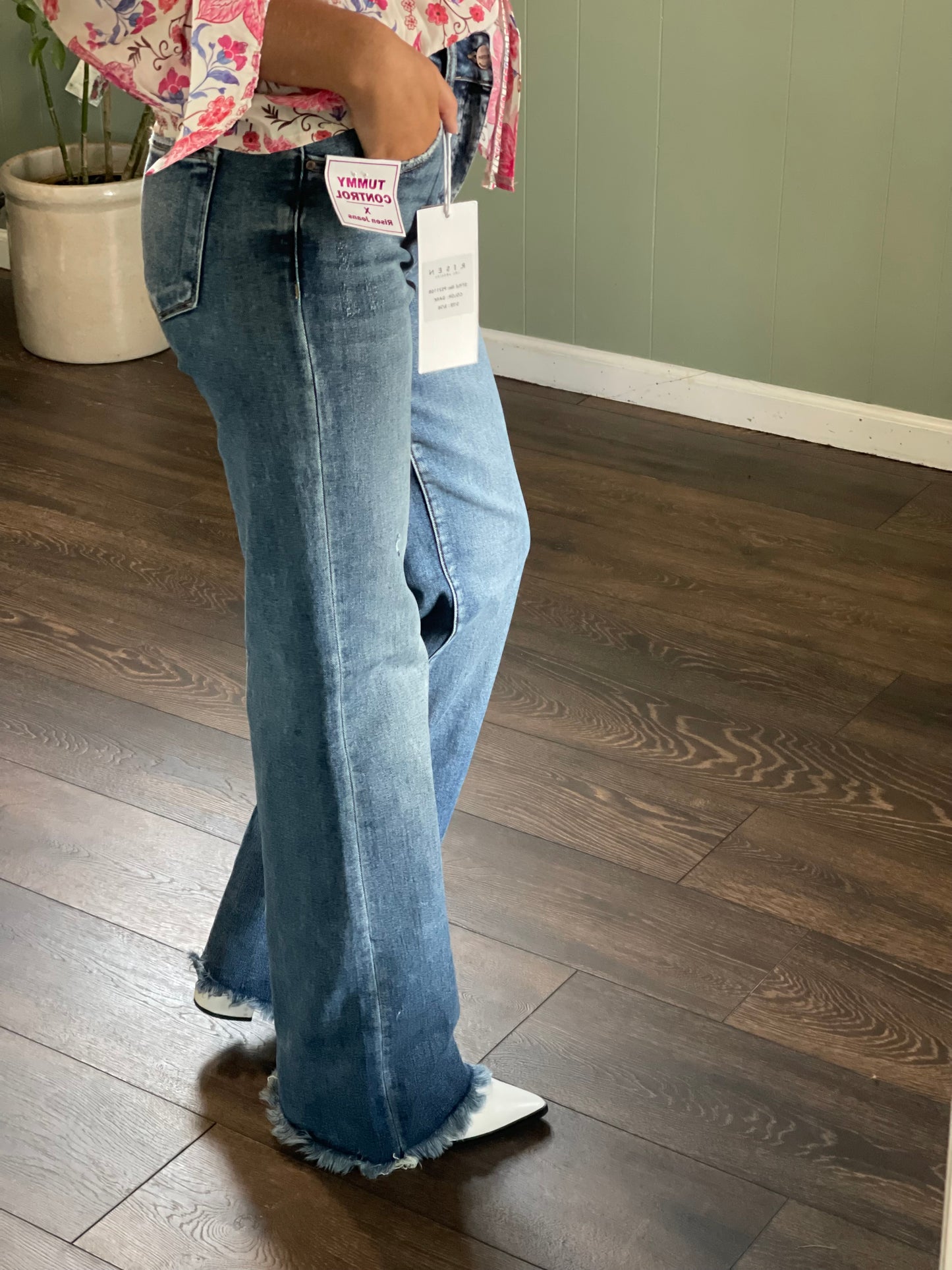RISEN Full Size Tummy Control High Rise Long Straight Jeans Plus Size