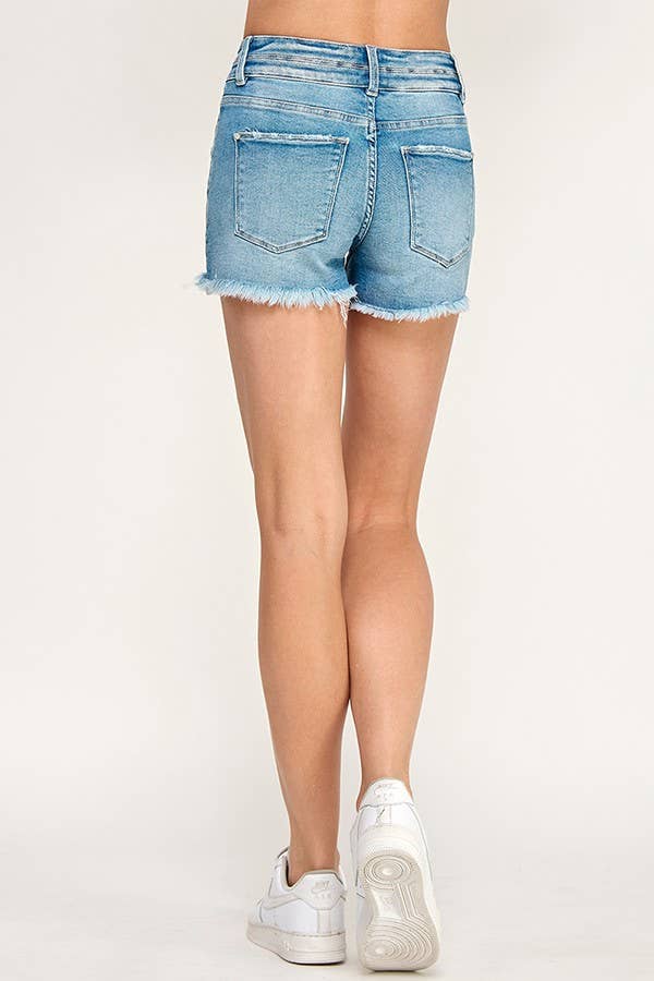 HIGH RISE FRAYED HEM SHORTS