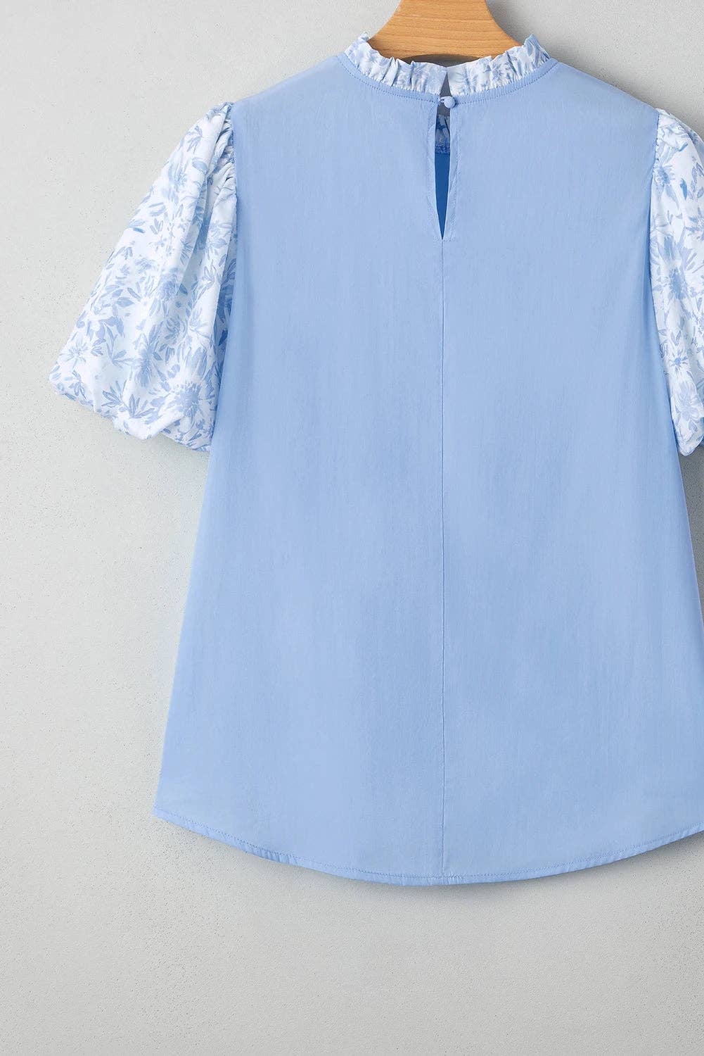 Floral Lace Patchwork Puff Sleeve Blouse