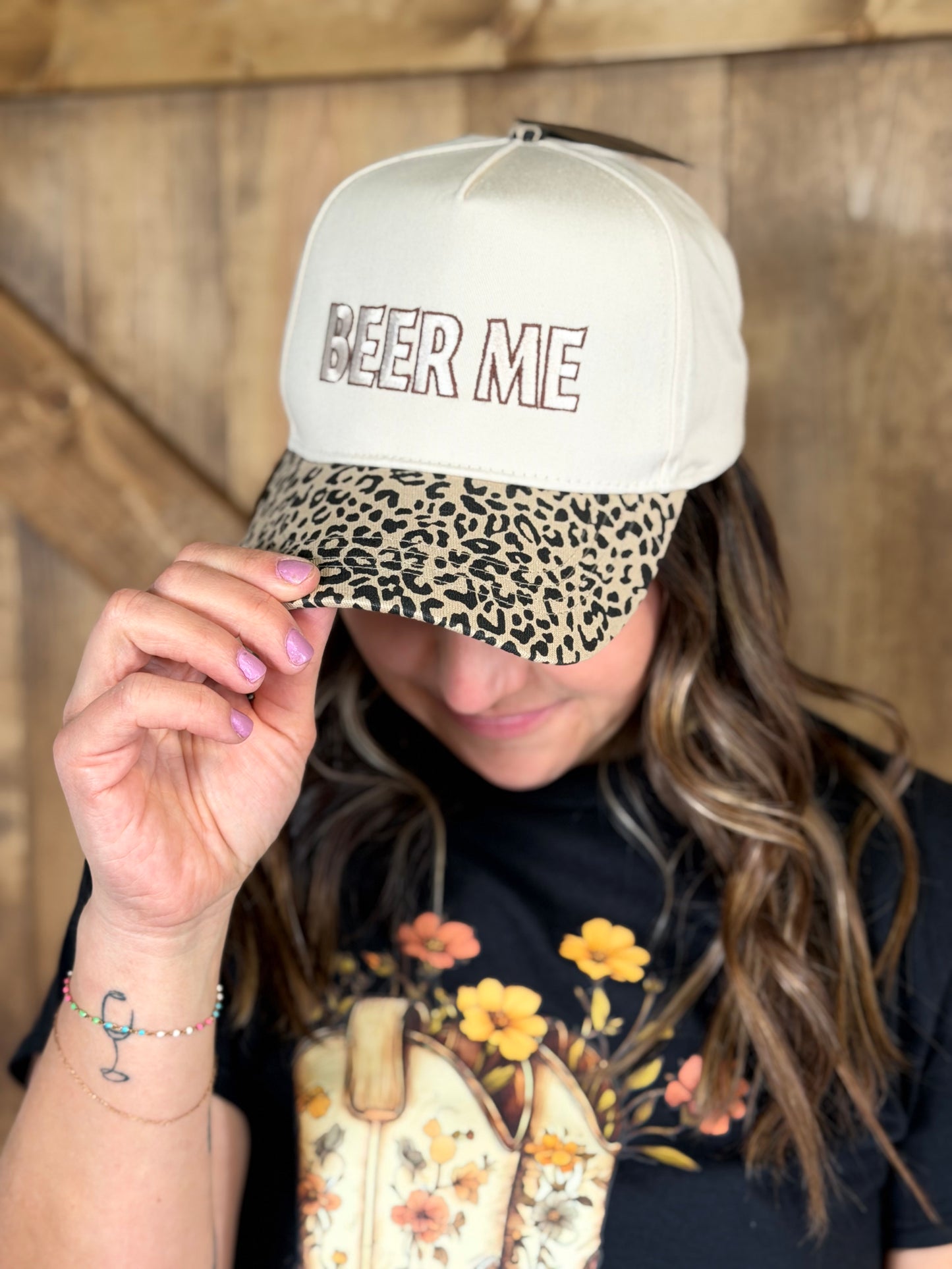 BEER ME Embroidery Leopard Camo Trucker Hat