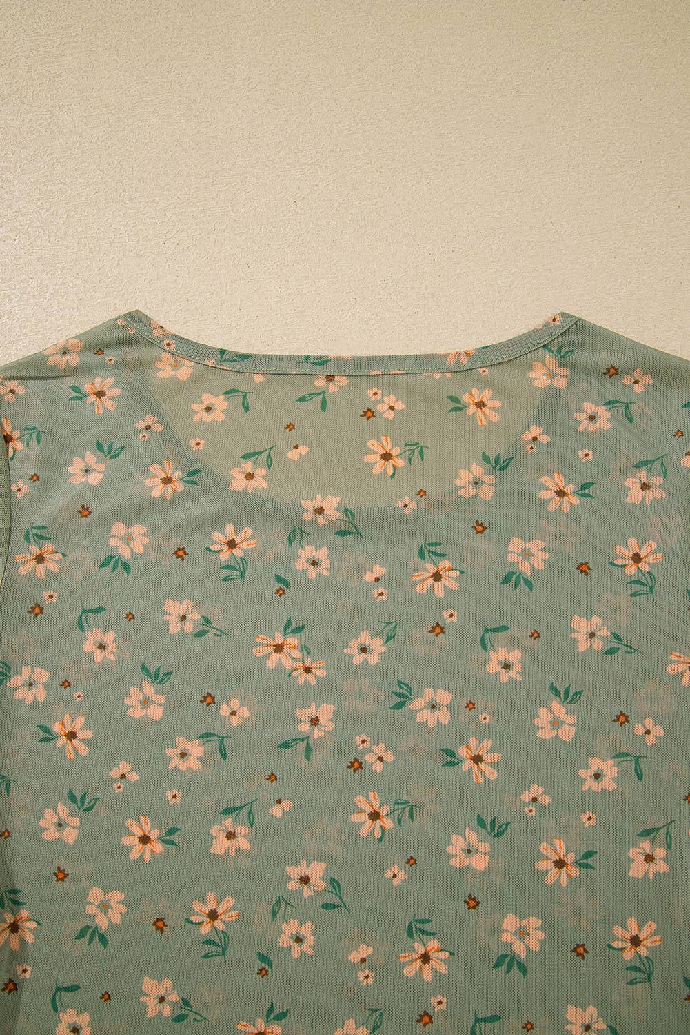 Vintage Floral Print Southern Style Mesh Long Sleeve Top