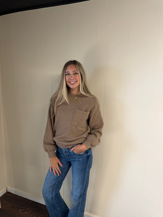 Exposed Seam Pocket Pullover Sweater