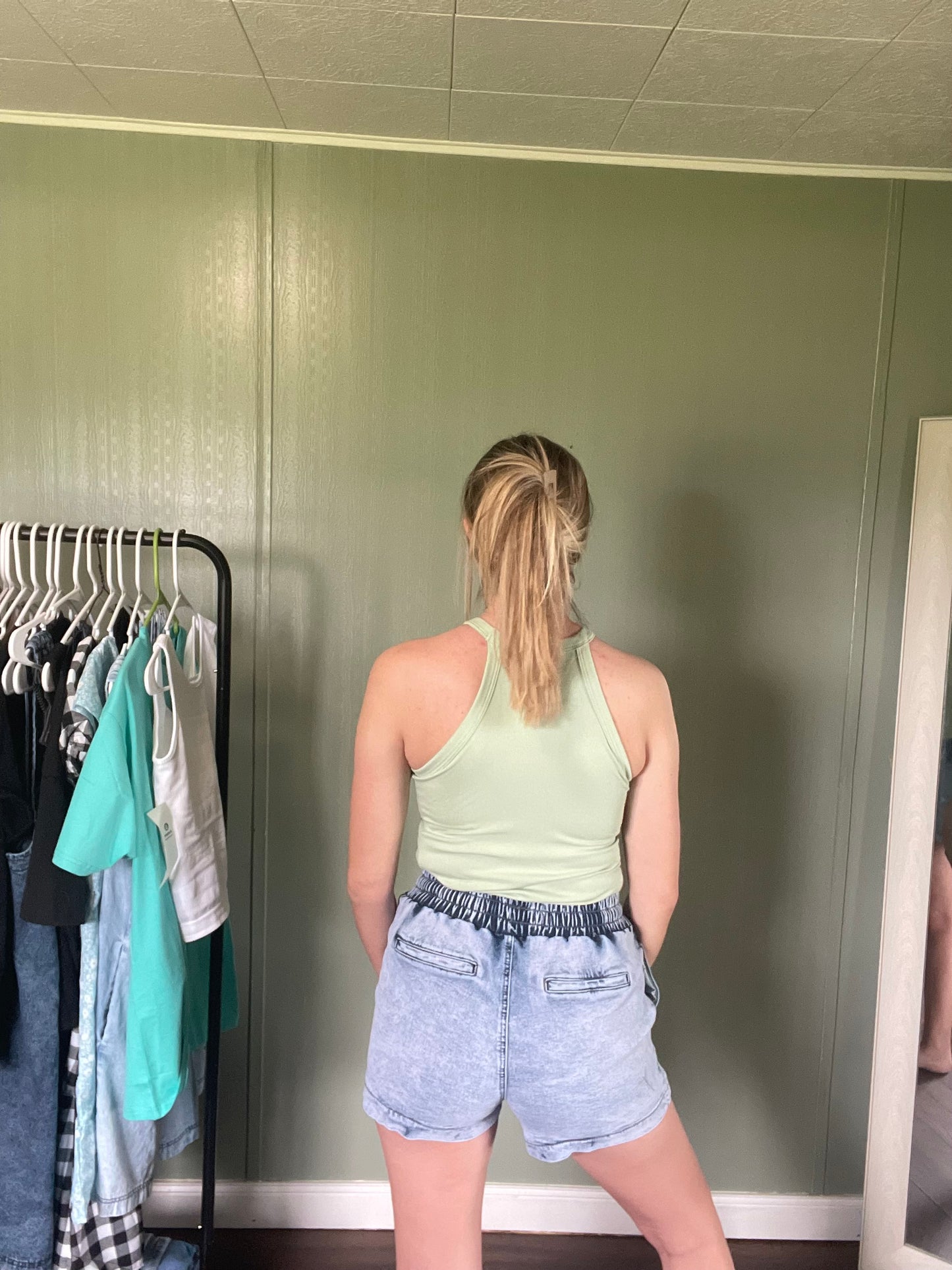 Grecian Neck Tank With Chest Pads