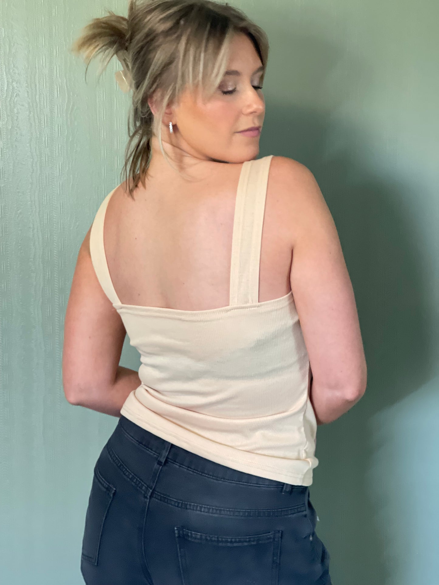 Square Neck Wide Strap Tank