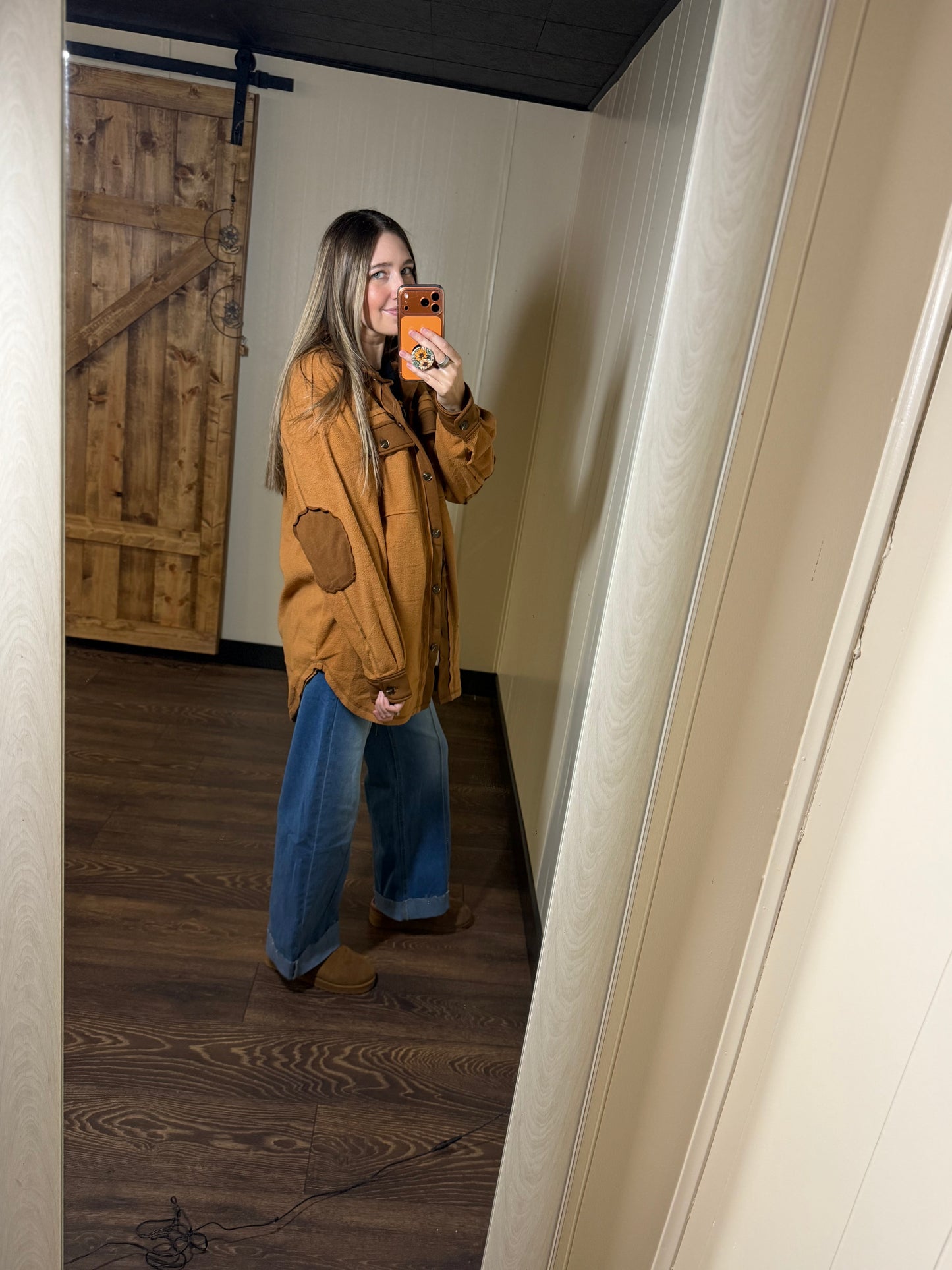 Soft Brushed Button Down Long Sleeve Fleece Shacket