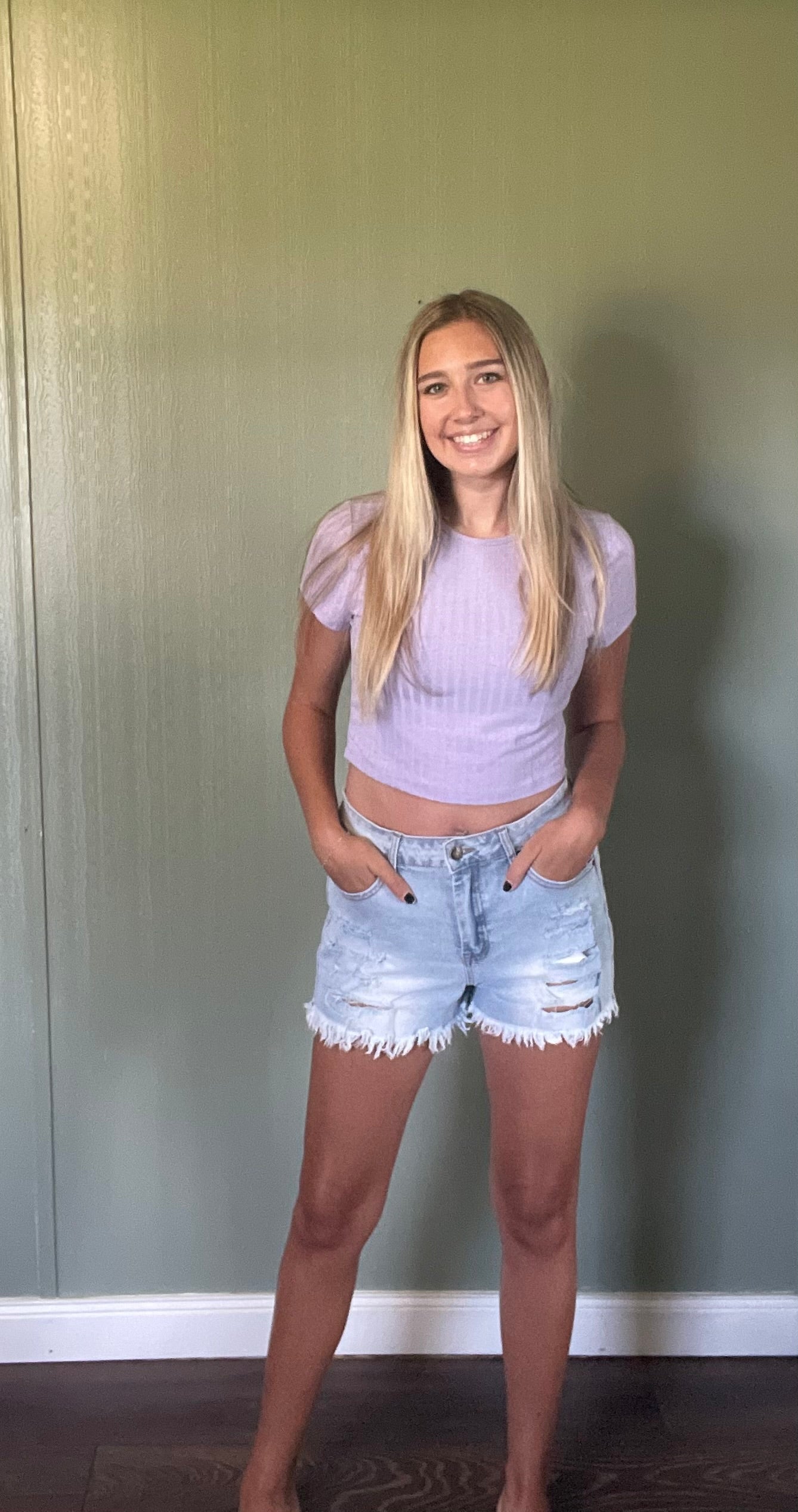 Distressed Raw Hem High Waist Denim Shorts