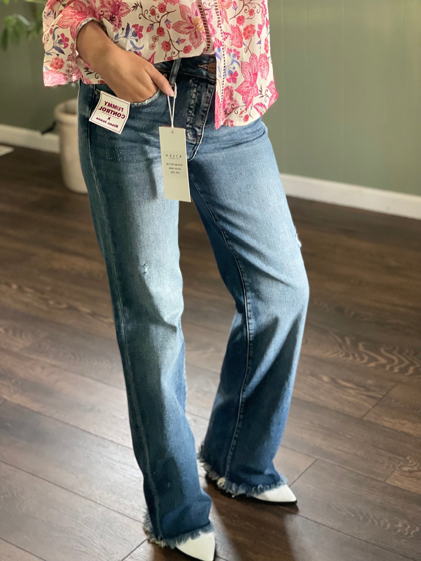 RISEN Full Size Tummy Control High Rise Long Straight Jeans Plus Size