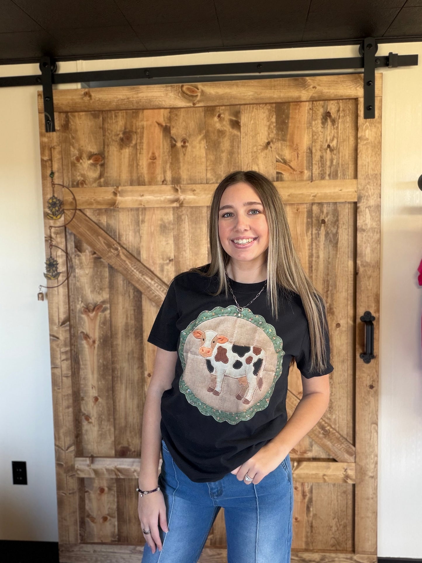 Faux Patchwork Cow Shirt