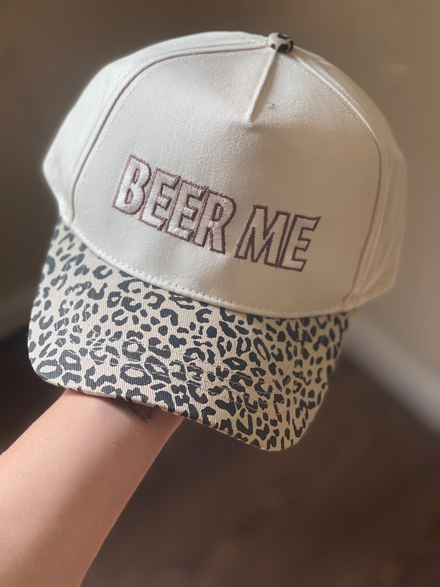 BEER ME Embroidery Leopard Camo Trucker Hat