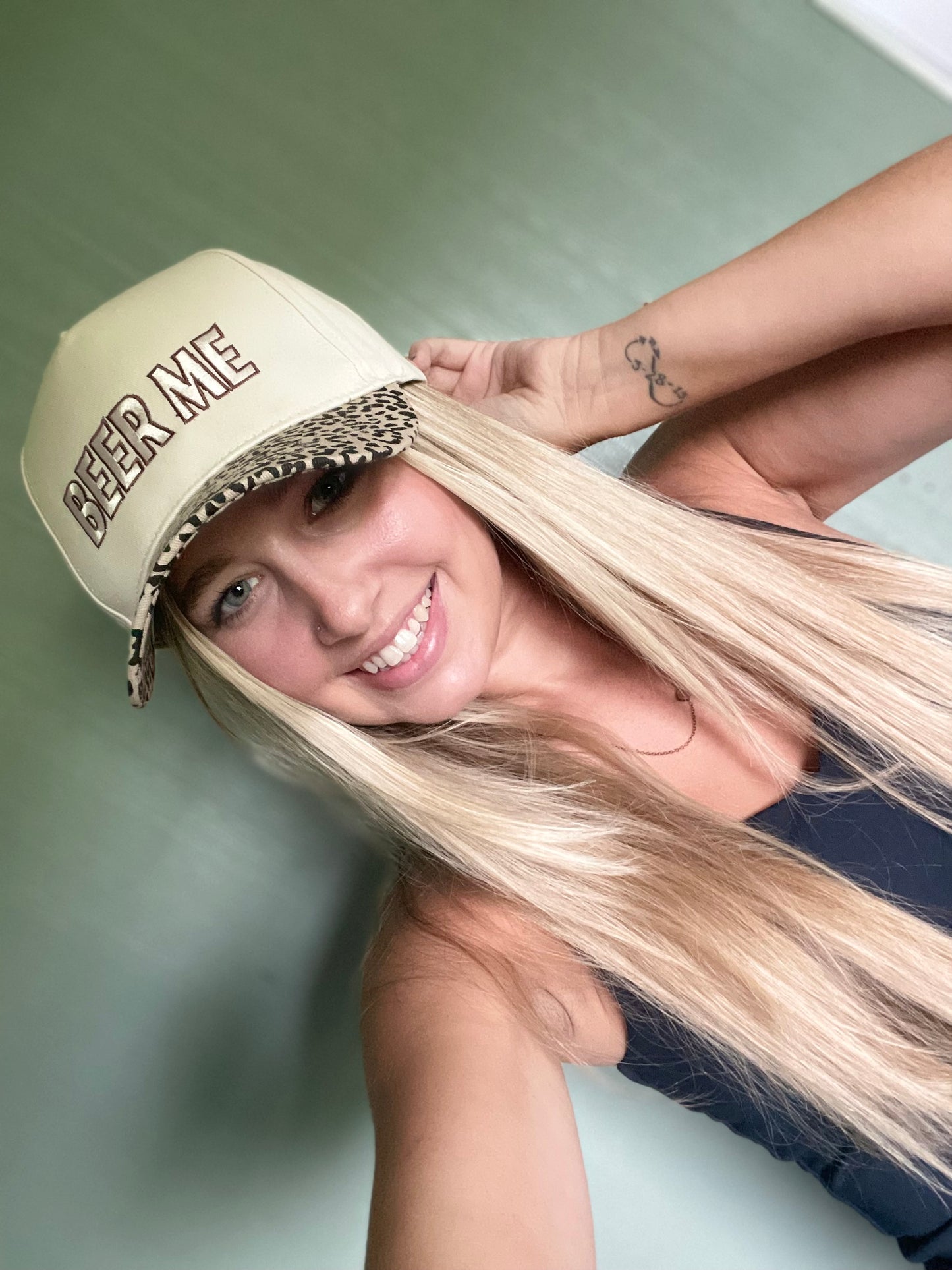 BEER ME Embroidery Leopard Camo Trucker Hat