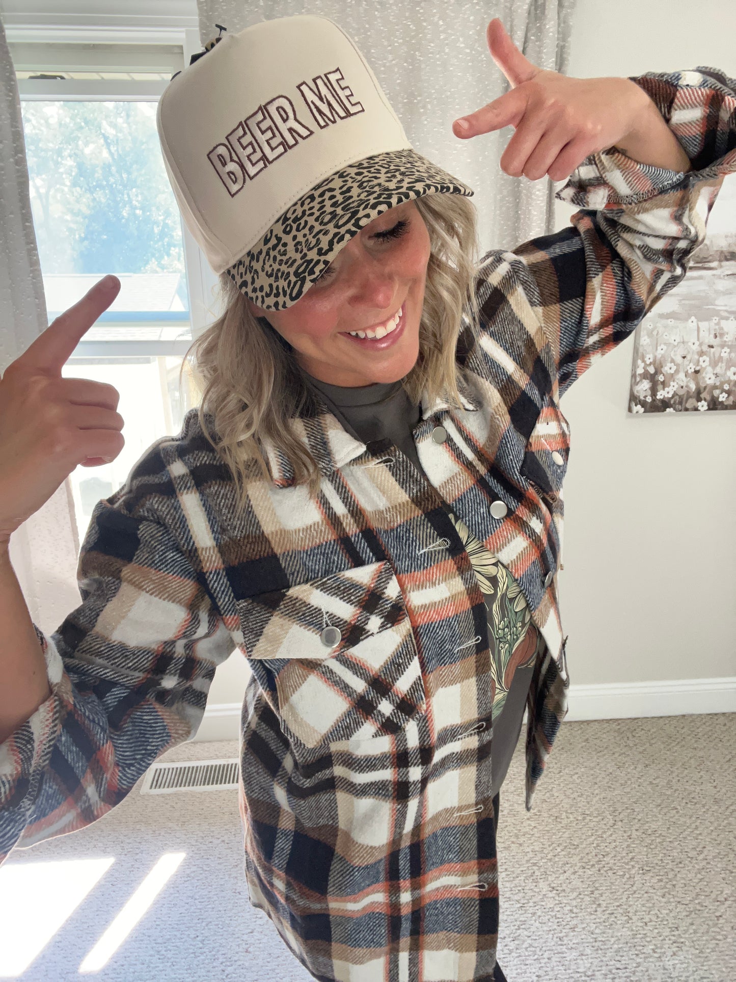 BEER ME Embroidery Leopard Camo Trucker Hat