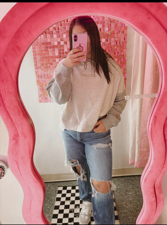 PRE-ORDER Mama Colorblock Hoodie | Cropped Hoodie