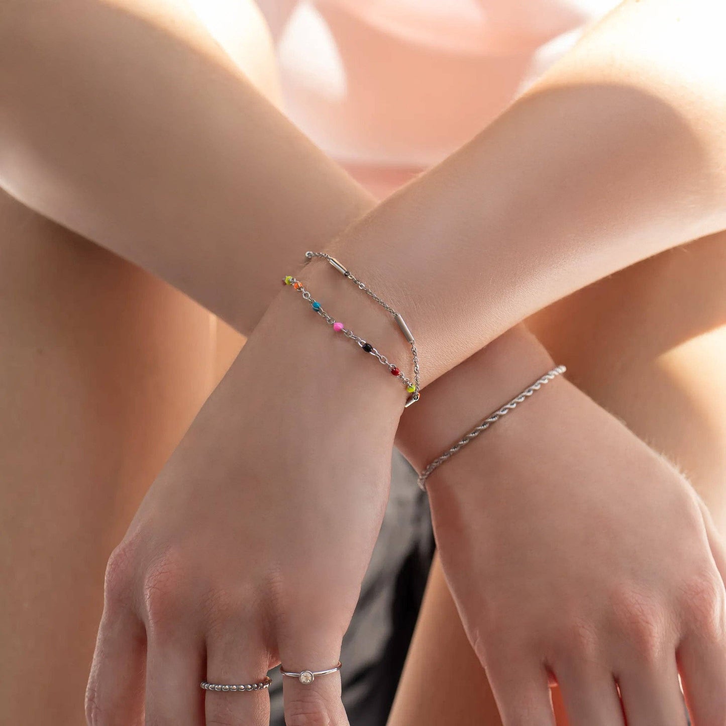 18K Gold PVD Stainless Steel Muti Color Confetti Bracelet