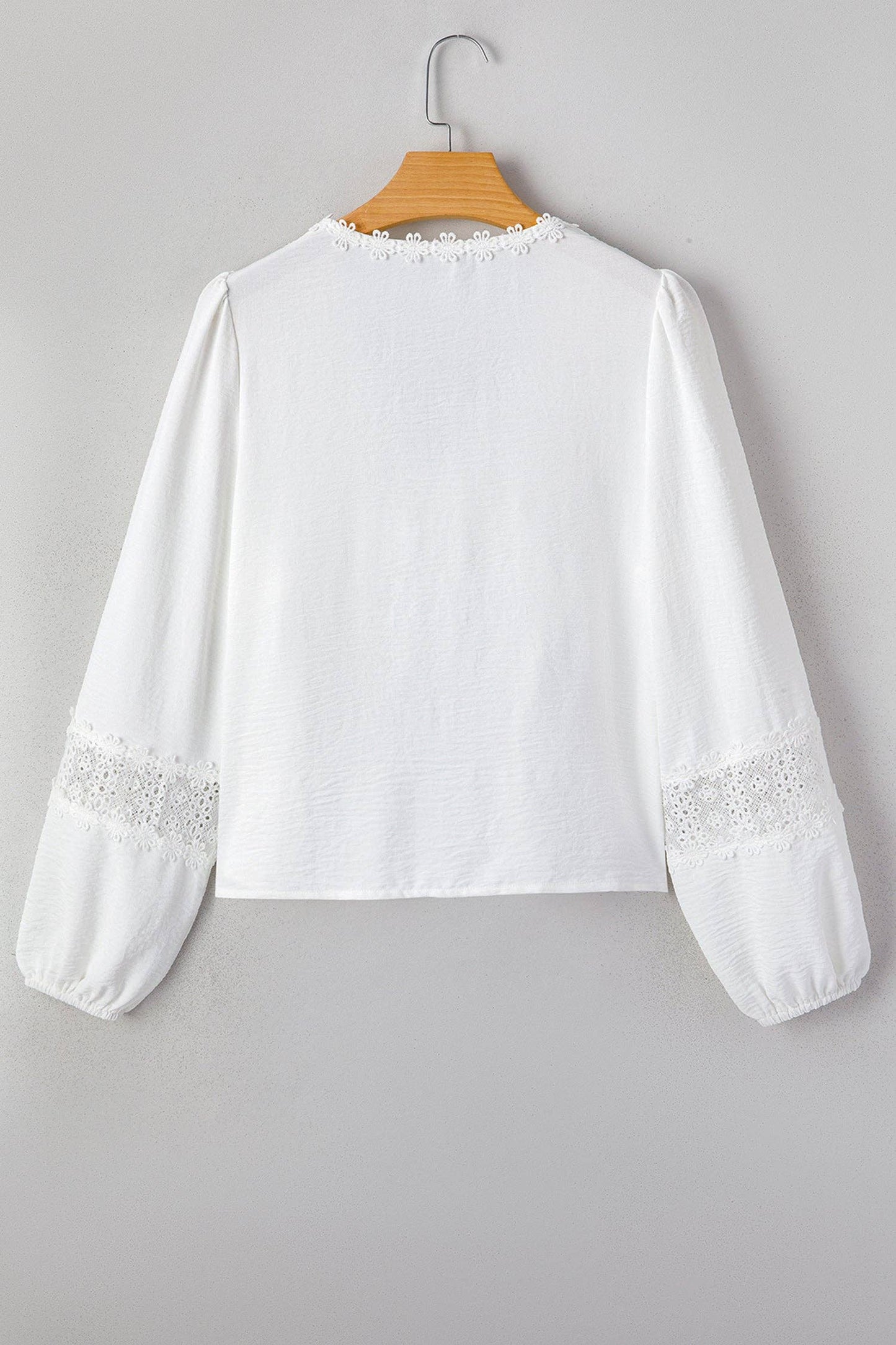 PRETTY BASH Solid Floral Guipure Lace Frilled Blouse