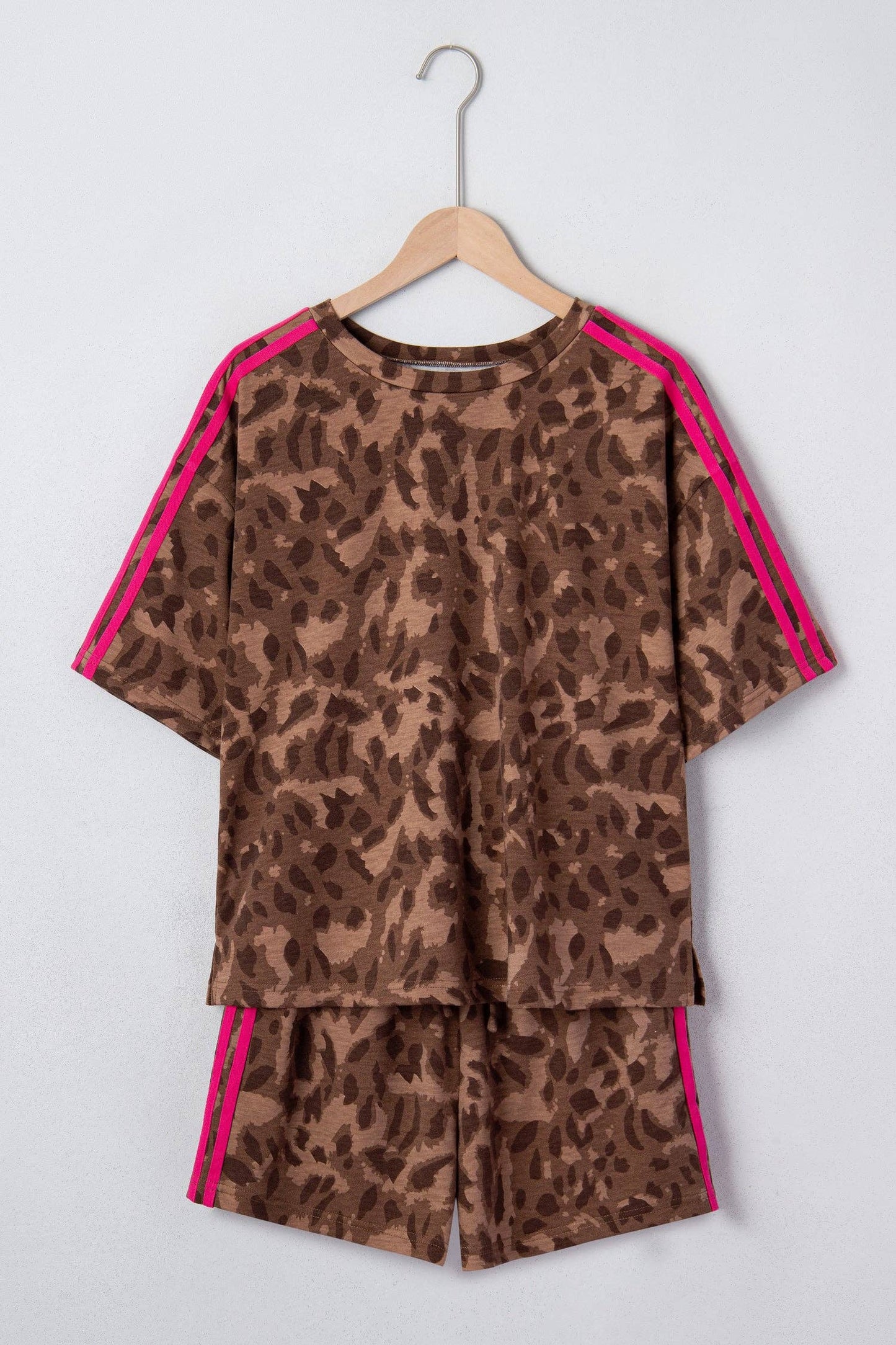 Leopard Stripe Tee & Shorts Set