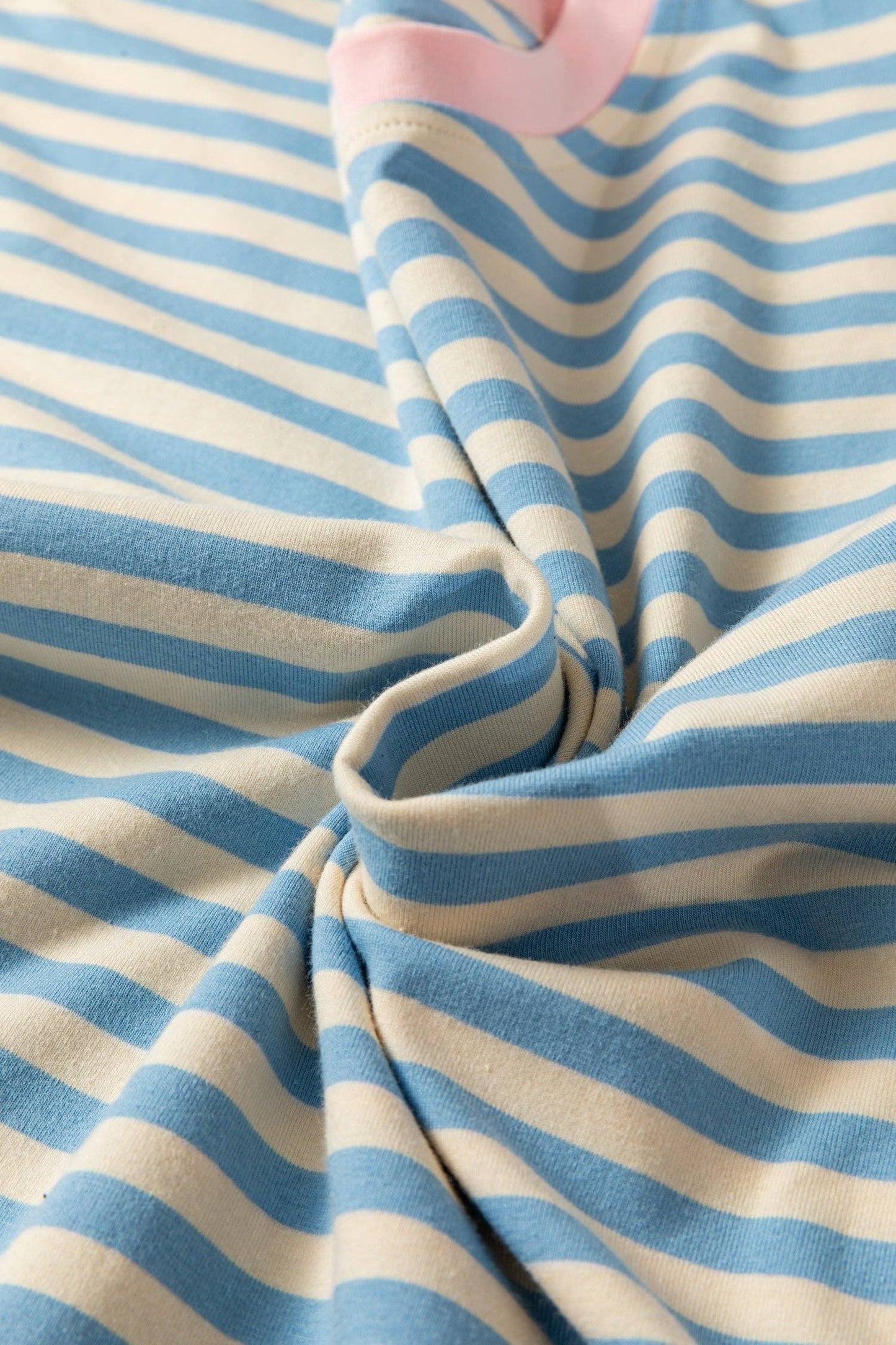 Stripe Contrast Crew Neck Drop Shoulder Tee